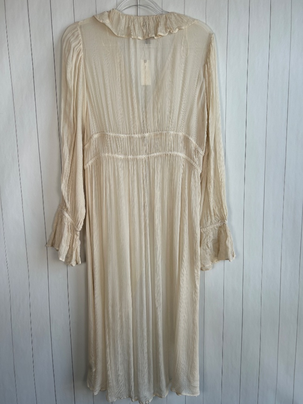 By Anthropologie size L duster kimono ruffle long sleeve boho beige western NEW - Picture 8 of 13